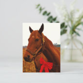 Pferd mit Red Bow Postkarte (Stehend Vorderseite)