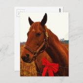 Pferd mit Red Bow Postkarte (Vorne/Hinten)