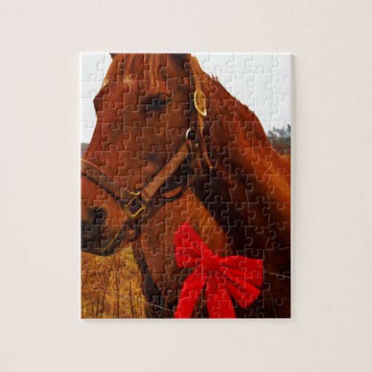 Pferd mit Red Bow Puzzle (Vertikal)