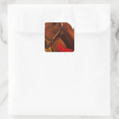 Pferd mit Red Bow Quadratischer Aufkleber (Tasche)