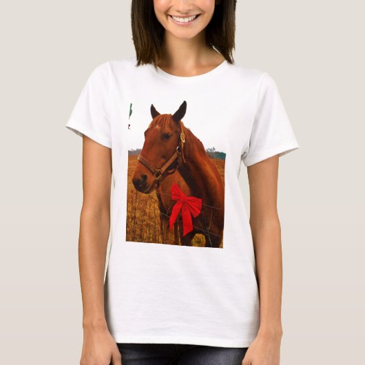 Pferd mit Red Bow T-Shirt (Vorderseite)