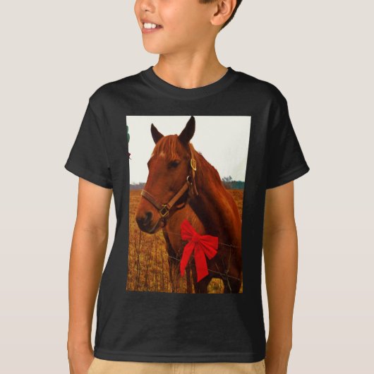 Pferd mit Red Bow T-Shirt (Vorderseite)