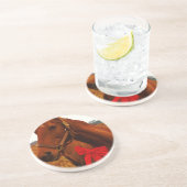 Pferd mit Red Bow Untersetzer (Seite)