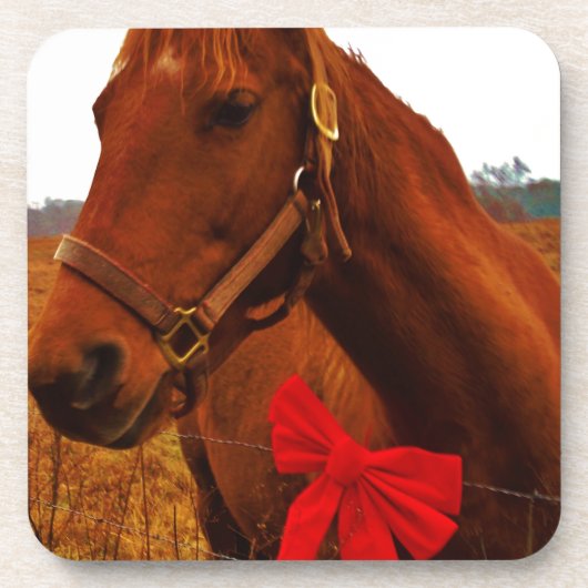 Pferd mit Red Bow Untersetzer (Vorderseite)