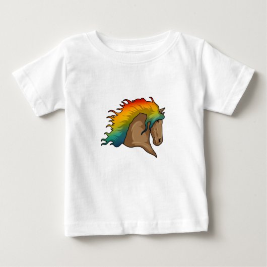 Pferd mit Regenbogenhaaren Baby T-shirt (Vorderseite)