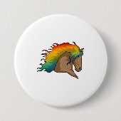 Pferd mit Regenbogenhaaren Button (Vorderseite)