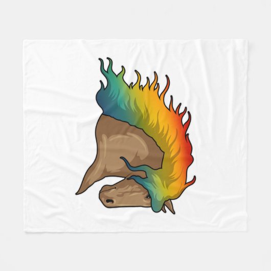 Pferd mit Regenbogenhaaren Fleecedecke (Vorderseite (Horizontal))