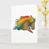 Pferd mit Regenbogenhaaren Karte (Gelbe Blume)