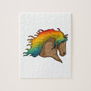 Pferd mit Regenbogenhaaren Puzzle