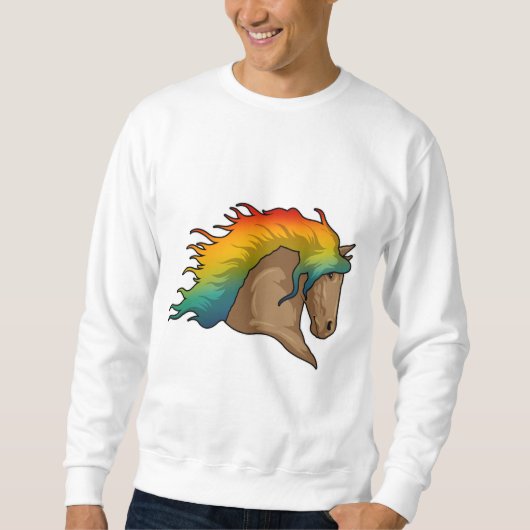 Pferd mit Regenbogenhaaren Sweatshirt (Vorderseite)