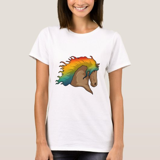 Pferd mit Regenbogenhaaren T-Shirt (Vorderseite)