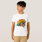 Pferd mit Regenbogenhaaren T-Shirt (Vorne ganz)