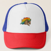 Pferd mit Regenbogenhaaren Truckerkappe (Vorderseite)