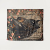 Pferd mit rosa Blume Decoupage Wandteppich (Vorderseite (Horizontal))