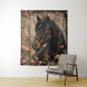 Pferd mit rosa Blume Decoupage Wandteppich (Beispiel)