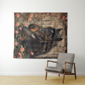 Pferd mit rosa Blume Decoupage Wandteppich (Beispiel (Horizontal))