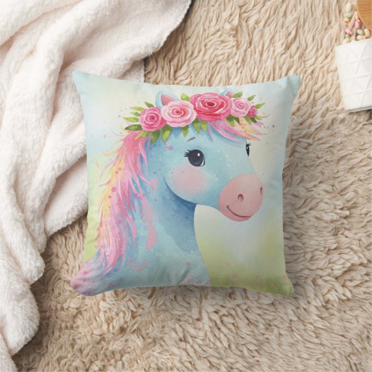 Pferd mit Rose Kissen (Decke)