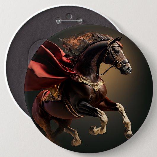 Pferd mit rotem Fell Button (Vorne & Hinten)