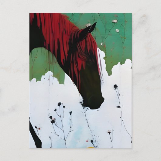 Pferd mit rotem Mane Postkarte (Vorderseite)