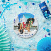 Pferd mit roter Sattelwinterlandschaft Pappteller (Party)
