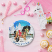 Pferd mit roter Sattelwinterlandschaft Pappteller (Party)