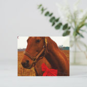 Pferd mit roter Schleife Postkarte (Stehend Vorderseite)