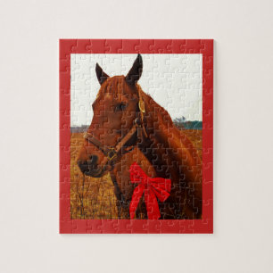 Pferd mit roter Schleife Puzzle