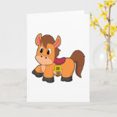 Pferd mit Sattel Karte (Gelbe Blume)