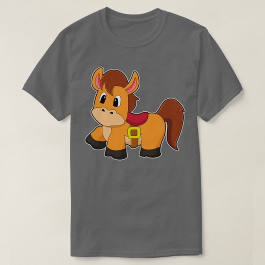 Pferd mit Sattel T-Shirt (Design vorne)