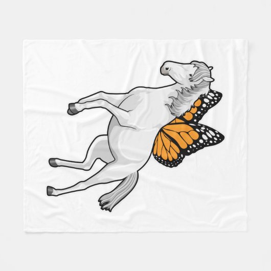 Pferd mit Schmetterling Fleecedecke (Vorderseite (Horizontal))