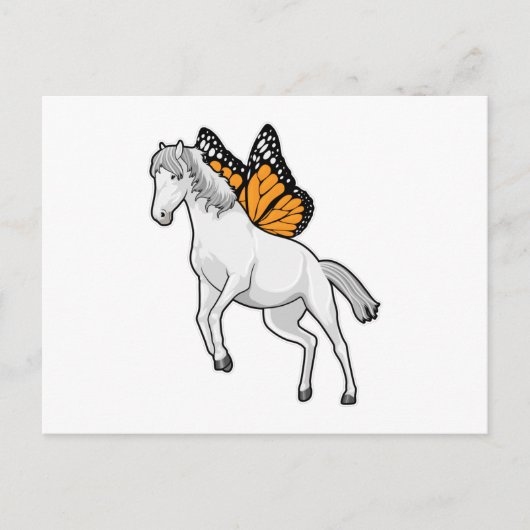 Pferd mit Schmetterling Postkarte (Vorderseite)