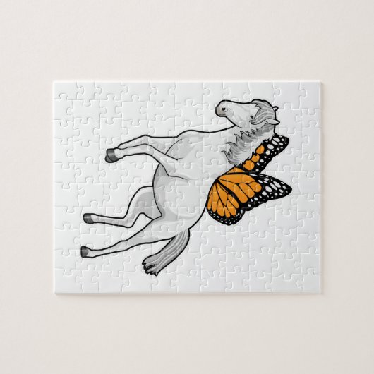 Pferd mit Schmetterling Puzzle (Horizontal)