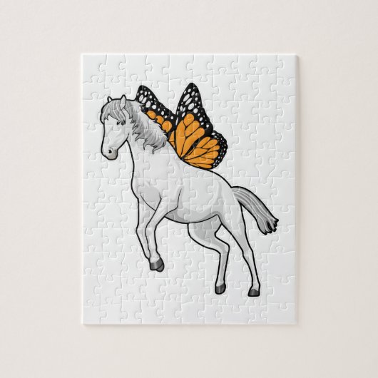 Pferd mit Schmetterling Puzzle (Vertikal)