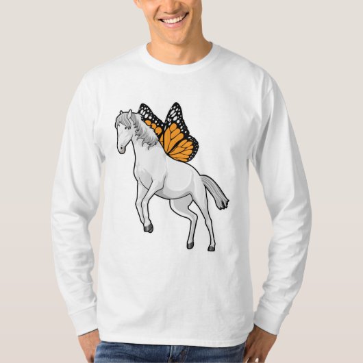 Pferd mit Schmetterling T-Shirt (Vorderseite)
