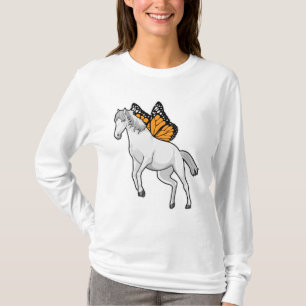 Pferd mit Schmetterling T-Shirt