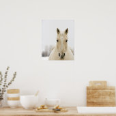 Pferd mit Schnee auf dem Kopf Poster (Küche)