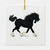 Pferd mit schwarzem Shirdimpferd Keramikornament (Rückseite)