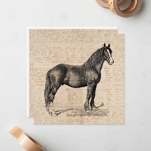 Pferd mit Skriptpapier Mitteilungskarte (Vorderseite/Rückseite Beispiel)