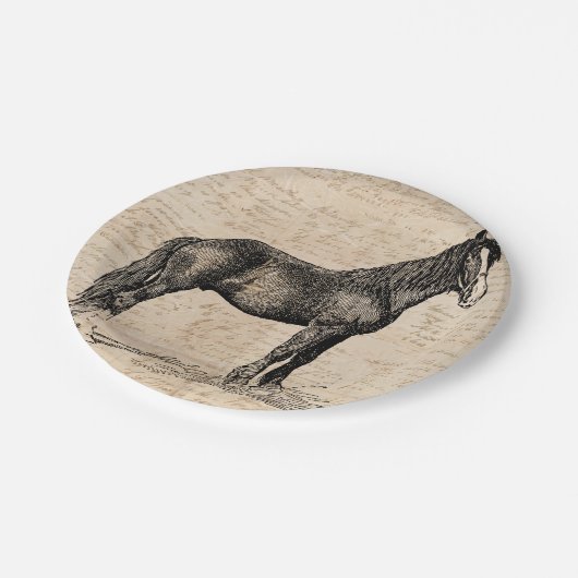 Pferd mit Skriptpapier Pappteller (Schrägansicht)