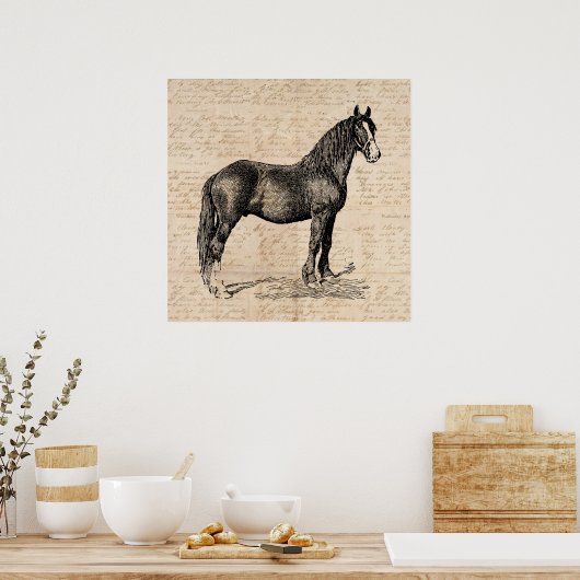 Pferd mit Skriptpapier Poster (Küche)