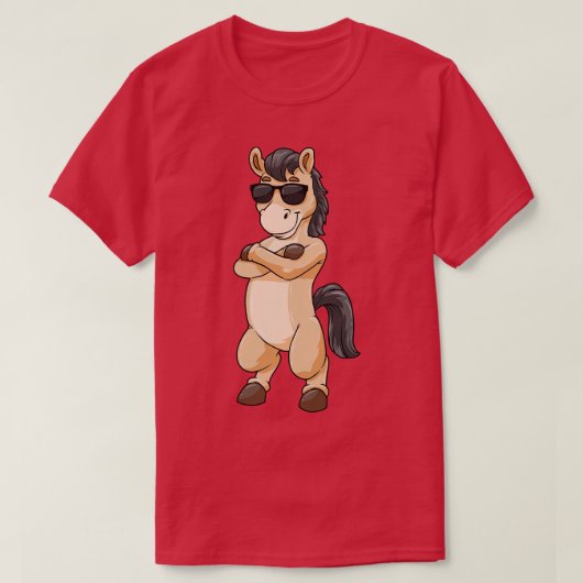 Pferd mit Sonnenbrille 4 T-Shirt (Design vorne)