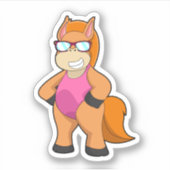 Pferd mit Sonnenbrille Aufkleber (Vorderseite)