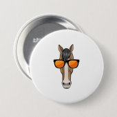 Pferd mit Sonnenbrille Button (Vorne & Hinten)