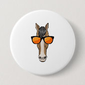 Pferd mit Sonnenbrille Button (Vorderseite)