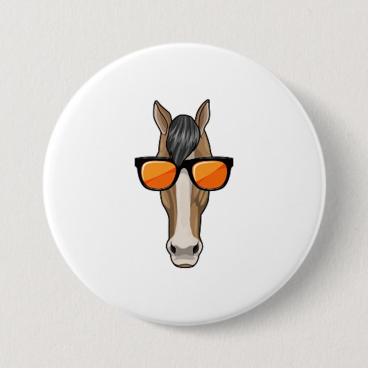 Pferd mit Sonnenbrille Button (Vorderseite)