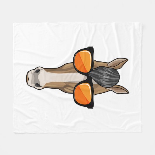 Pferd mit Sonnenbrille Fleecedecke (Vorderseite (Horizontal))