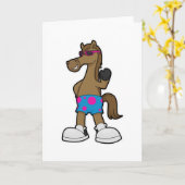 Pferd mit Sonnenbrille Karte (Gelbe Blume)