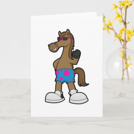 Pferd mit Sonnenbrille Karte (Gelbe Blume)