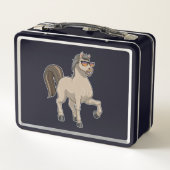 Pferd mit Sonnenbrille Metall Brotdose (Rückseite)