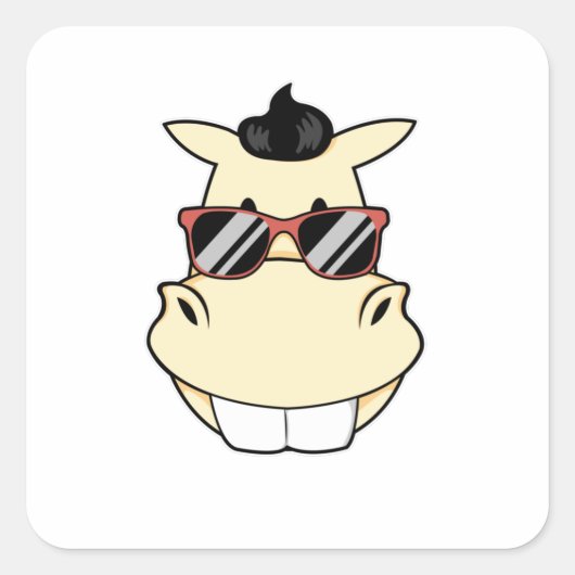 Pferd mit Sonnenbrille Quadratischer Aufkleber (Vorderseite)